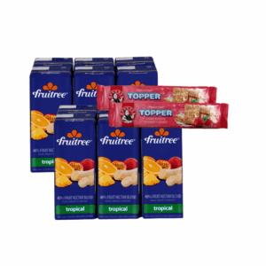 Fruitree Tropical 200ml 6pack X 2 and Bakers Topper raspberry 125g X 2